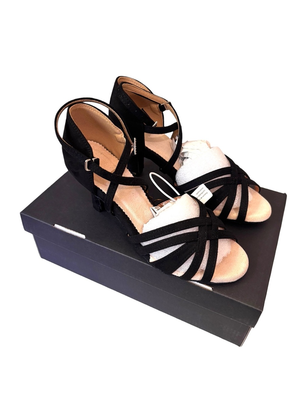 Dance & Sway Black Faux Suede Ballroom Dance Shoes Size US 6.5